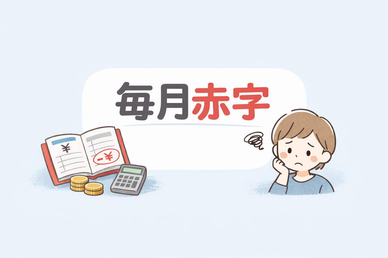 家計が毎月赤字で不安な状態を整理する記事
