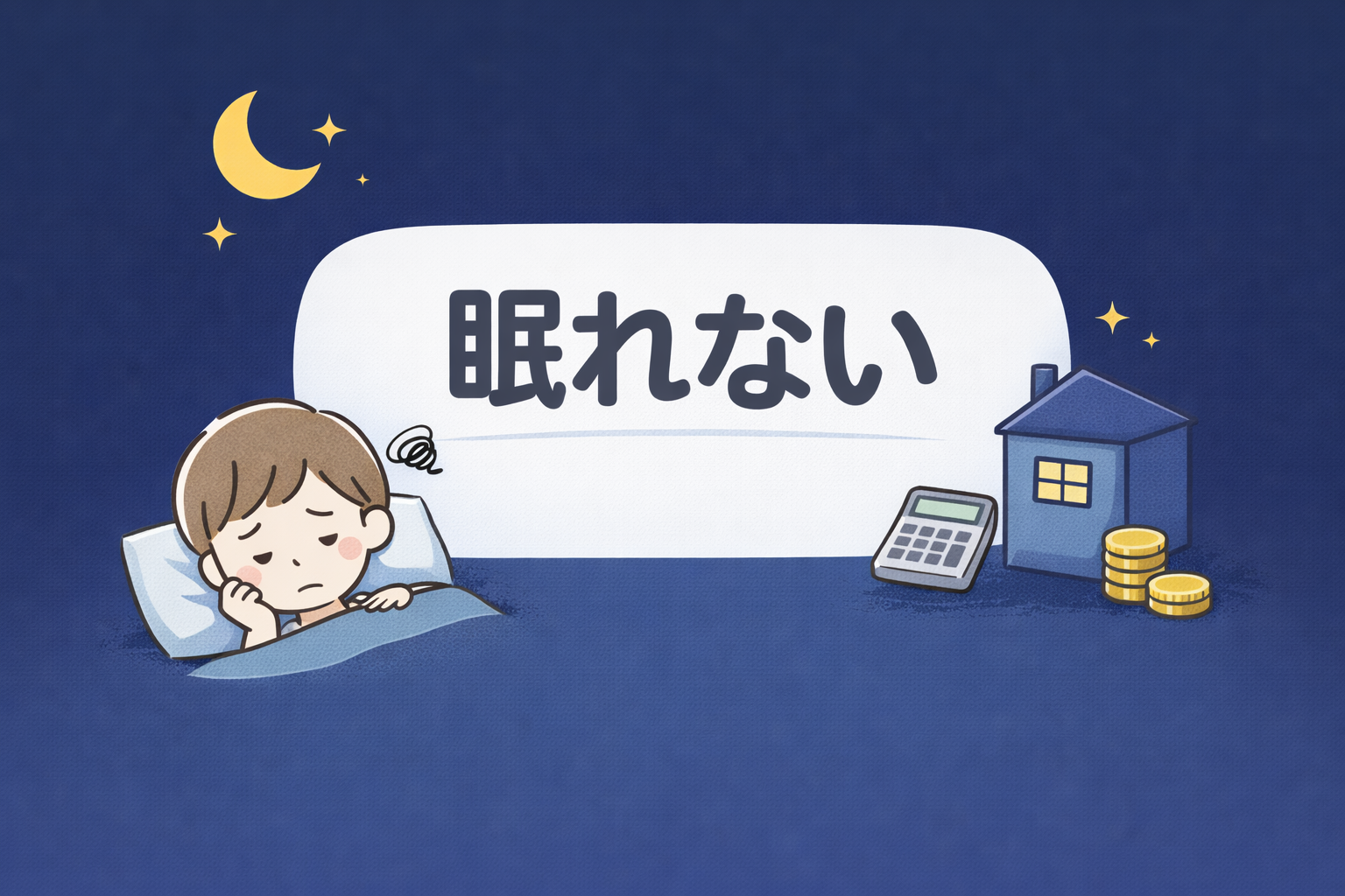 夜に将来のお金が不安で眠れない状態を整理する記事