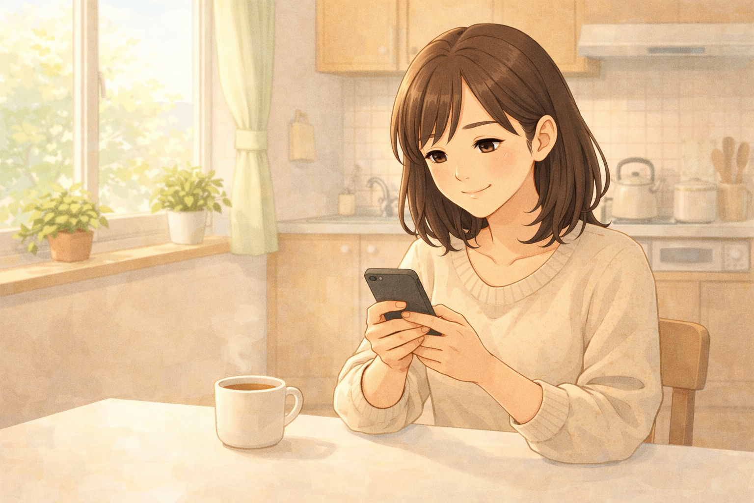 主婦がスマホで副業を調べているイメージ画像