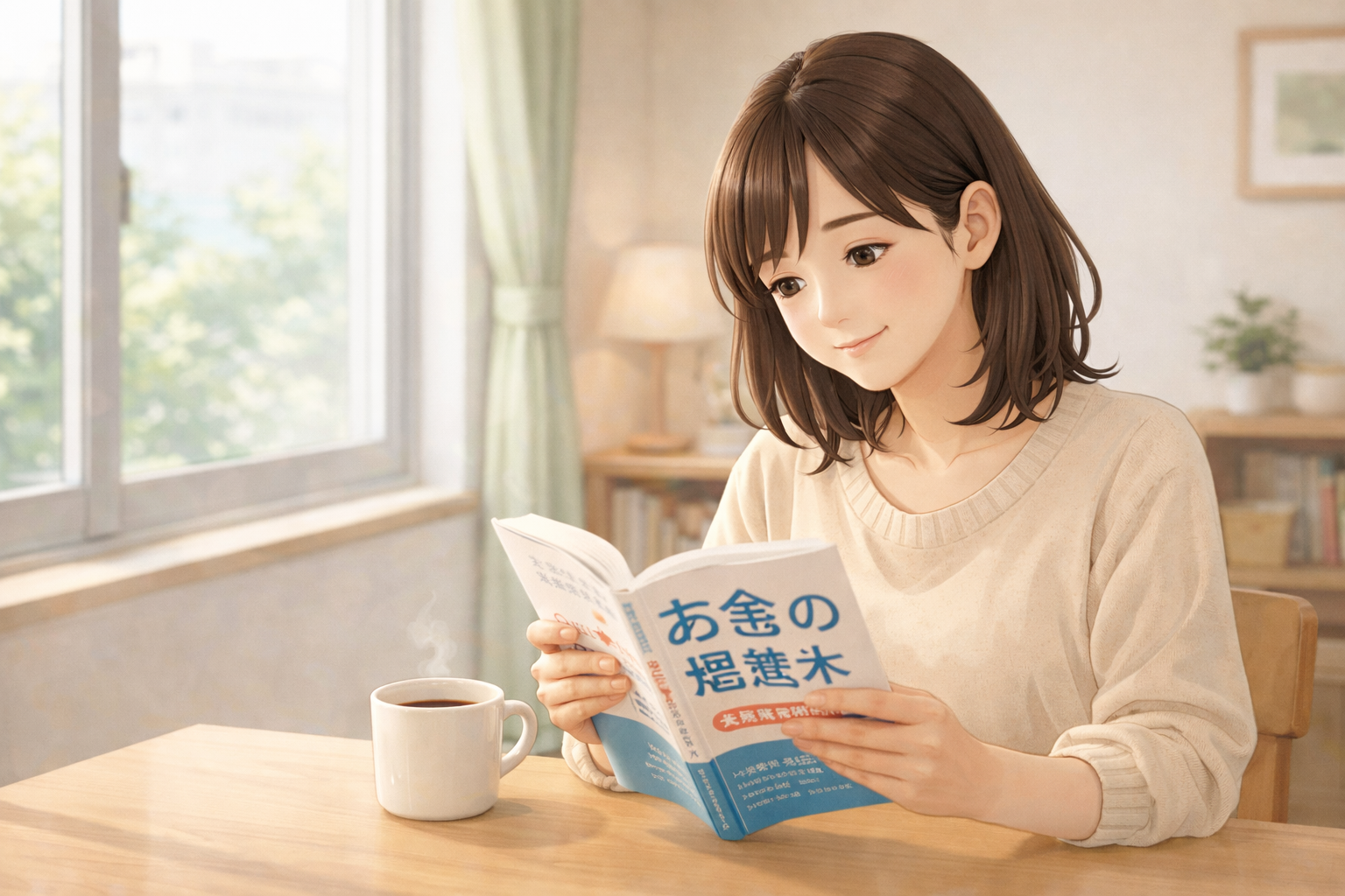 お金の本おすすめランキングを調べる女性のイラスト